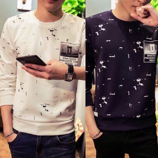 Áo thun dài tay Thu Đông phối màu thời trang | BigBuy360 - bigbuy360.vn