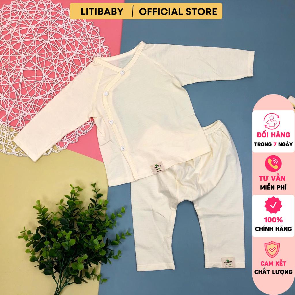 Bộ sơ sinh hàn quốc cúc lệch LITIBABY size 3/18m