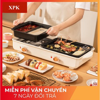 Bếp điện 2 ngăn tháo dời PARAMENTER chống dính cao cấp cỡ lớn dành cho 4 - 10 người. Tặng kèm dụng cụ nướng lẩu