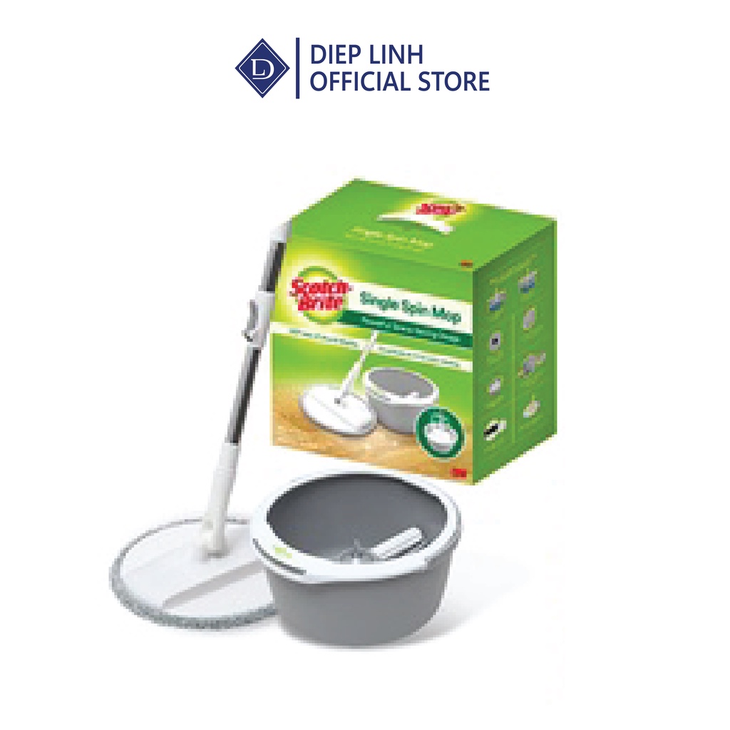 Bộ cây lau nhà 360 độ Scotch Brite 3M Thế hệ mới, cây lau nhà có bông lau microfiber lấy sạch bụi bẩ