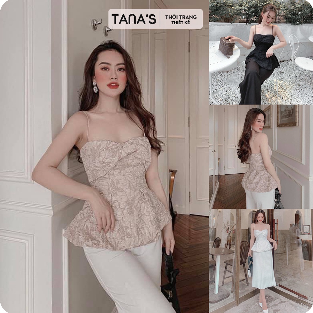 Áo peplum 2 dây xoắn ngực chất liệu xốp tapta cực sang (gồm 3 màu)
