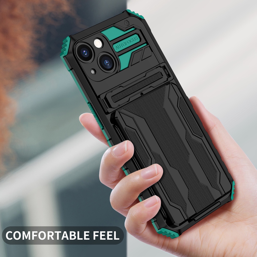 Lưng Điện Thoại Chống Sốc Có Ngăn Đựng Thẻ Dành Casing For iPhone 13 Pro Max Case For iPhone 14 Pro Max Cases iPhone 14 Max Shockproof Bracket Card Slot Hybrid Armor Holder Phone Cover Case