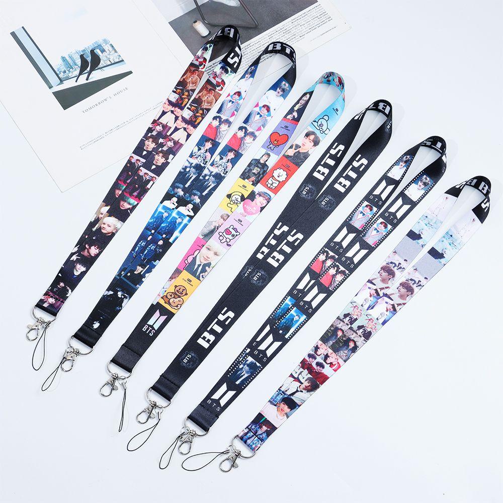 MAYSHOW New KPOP Neck Strap Fashion Bangtan Boys BTS Lanyard Keychain DIY Gift SUGA V JIMIN JIN TATA COOKY Cartoon MANG RJ Long