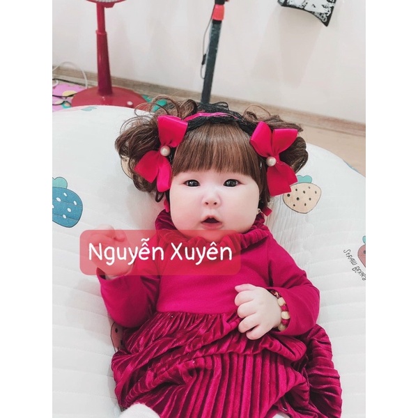 Tóc giả búi xoăn 2 bên siêu cưng cho bé