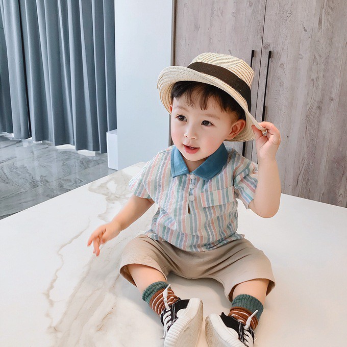 Set Áo Đũi Cổ Đức Quần Ngố Hàn Quốc [Quần Áo Trẻ Em Hàn Quốc tại Hà Nội - Hàng Quảng Châu Cao Cấp]