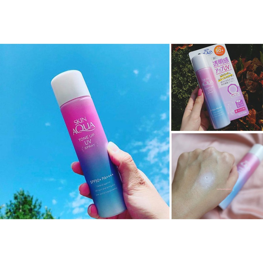 |NỘI ĐỊA NHẬT| Xịt chống nắng nâng tone Sunplay Skin Aqua Tone up Spray UV SPF50+ PA++++