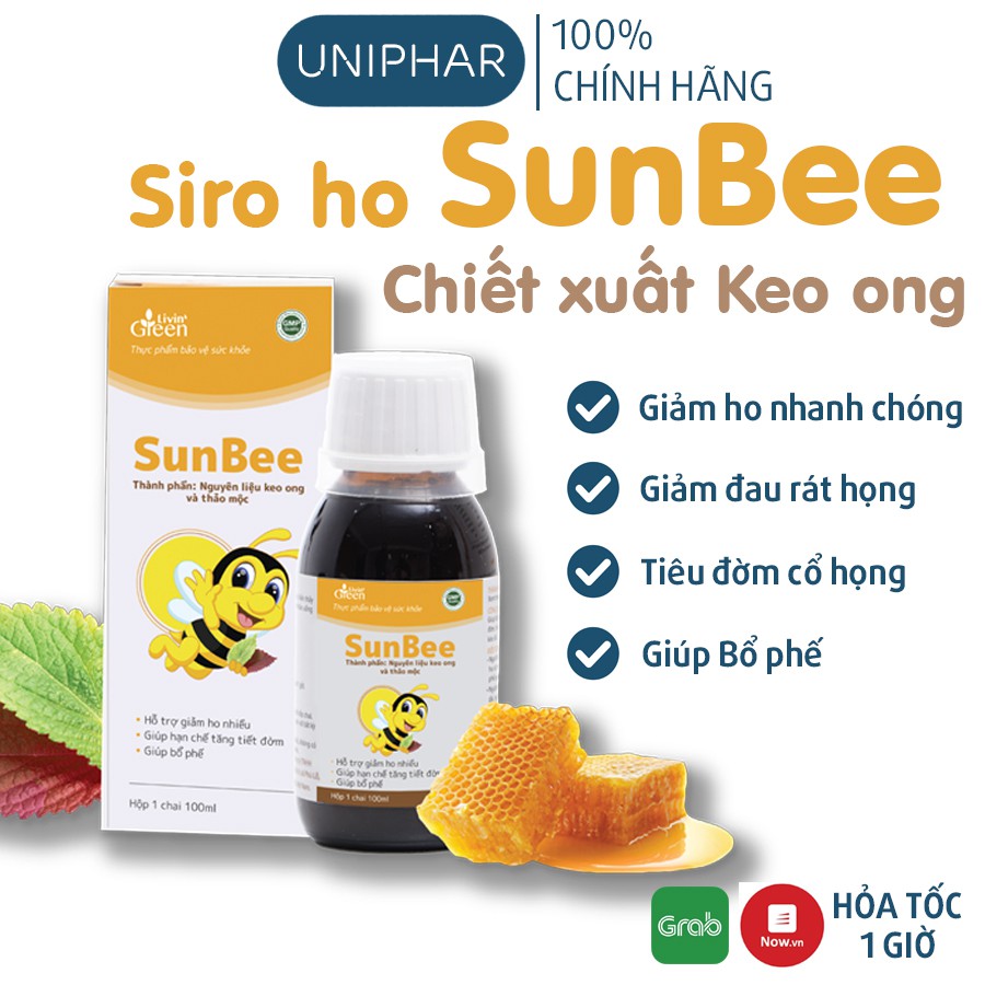 Siro ho KEO ONG SunBee Hỗ trợ giảm ho nhanh chóng, hết đau rát họng, tiêu đờm ở trẻ nhỏ - Có bán tại Nhà thuốc