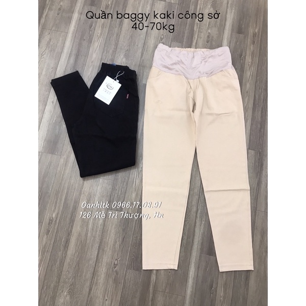 Quần kaki bầu - Quân baggy bầu thời trang có sẵn  40-75kg - Ảnh shop chụp