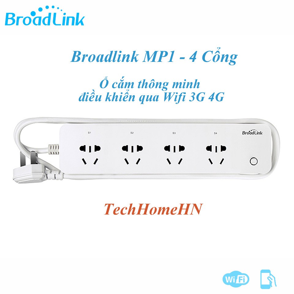 Ổ cắm thông minh Broadlink MP1 - 4 cổng Điều khiển wifi 4G