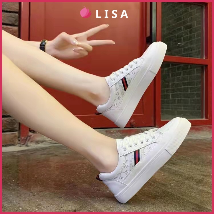 Giày thể thao nữ độn đế 3cm đế bằng da mềm sneaker, Lisa M72