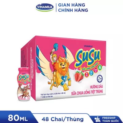 Thùng 48 Chai Sữa Chua Uống Susu IQ Hương Dâu 80ml.