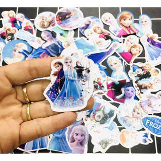 Sticker công chúa Elsa 30-60 cái ép lụa có đề can bóc dán