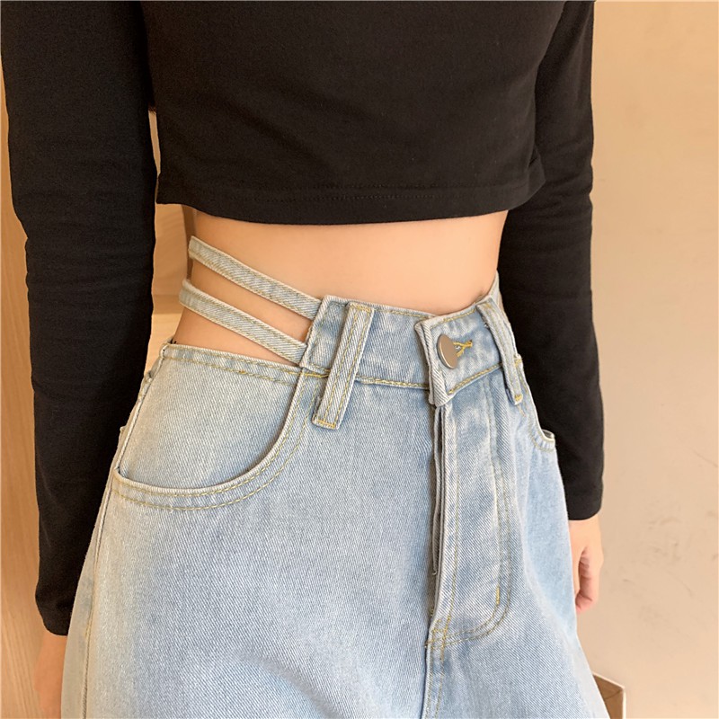  Quần Jeans Nữ Dài Lưng Cao Ống Rộng Thời Trang