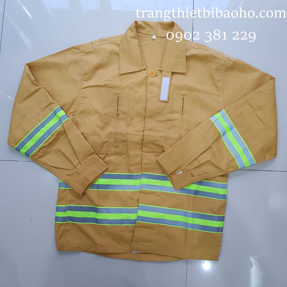 Bộ quần áo PCCC màu vàng phối phản quang theo Thông tư 48/2015/TT-BCA