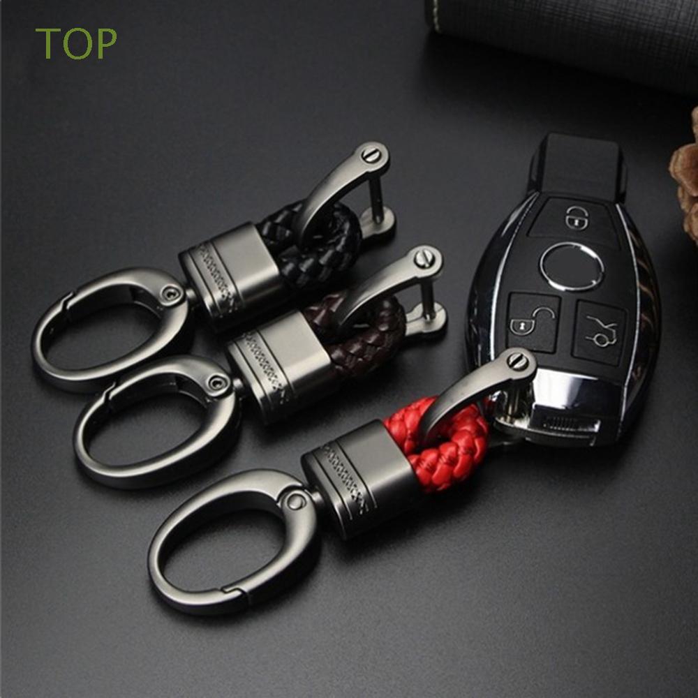 Móc chìa khóa từ da và kim loại thời trang sang trọng