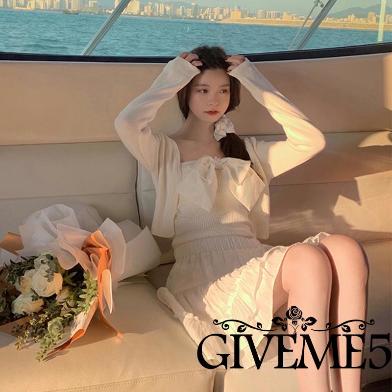 Áo Croptop Dệt Kim Tay Dài Cổ Chữ V Màu Trơn Thời Trang