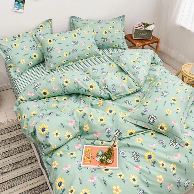 Poly - Hoa cỏ xanh -  bộ vỏ chăn ga giường