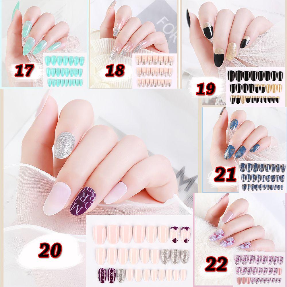 DIACHAVN Set 24 Móng Tay Giả Có Thể Tái Sử Dụng