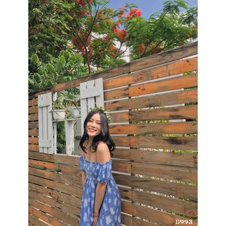 váy trễ vai xanh