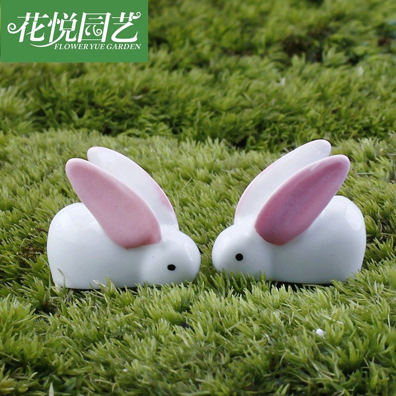 Chú thỏ trắng làm phụ kiện trang trí tiểu cảnh terrarium, charm slime, DIY, đồ handmade