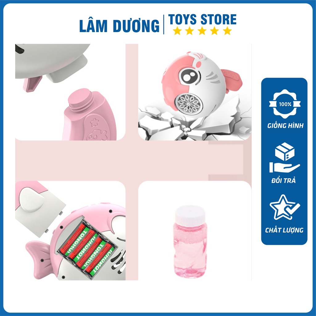Súng bắn bong bóng cá heo 10 nòng cho bé - Súng máy phun thổi bong bóng xà phòng hình cá heo đồ chơi trẻ em ngoài trời