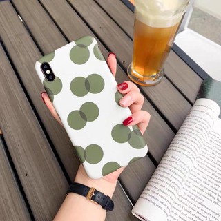 Ốp lưng iphone cao cấp full viền ốp silicon chấm bi xanh viền trắng kem