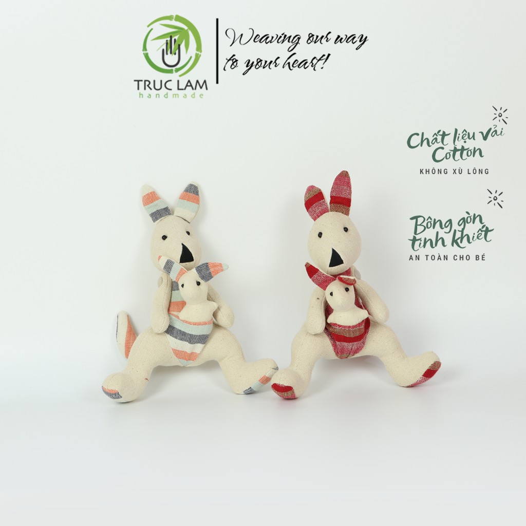 Đồ Chơi Cho Bé Thú Nhồi Bông Mini Hình Mẹ Con Chuột Túi Vải Thổ Cẩm Dệt Tay Bông Gòn Cao Cấp – Trúc Lâm Handmade