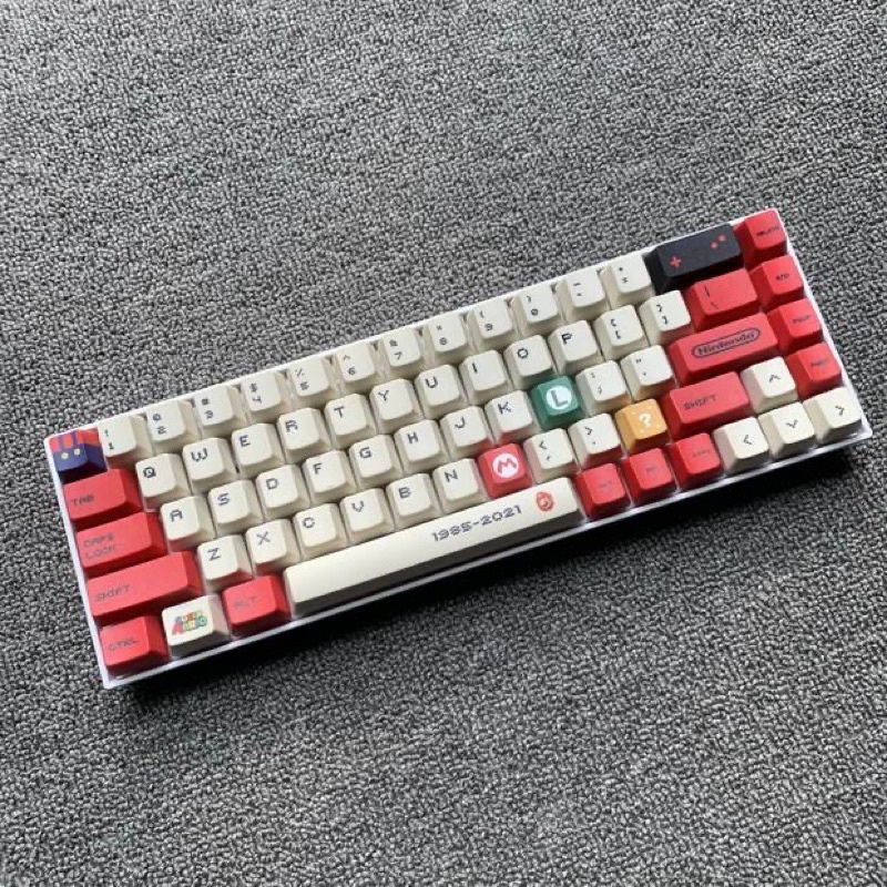 Set Keycap Thick Cherry Mario Đỏ 119 Phím PBT Dye_Sub