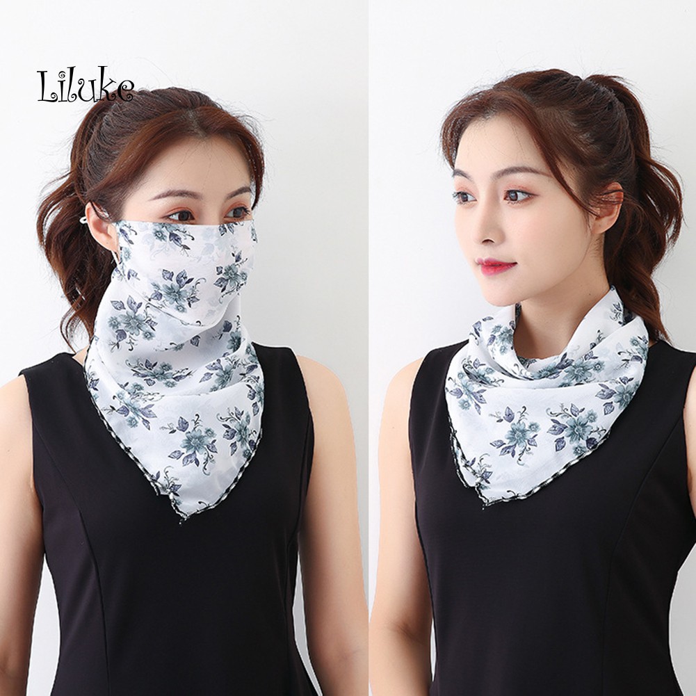Khăn Choàng Cổ Chiffon Chống Tia UV Có Thể Điều Chỉnh In Họa Tiết Hoa Dành Cho Nữ