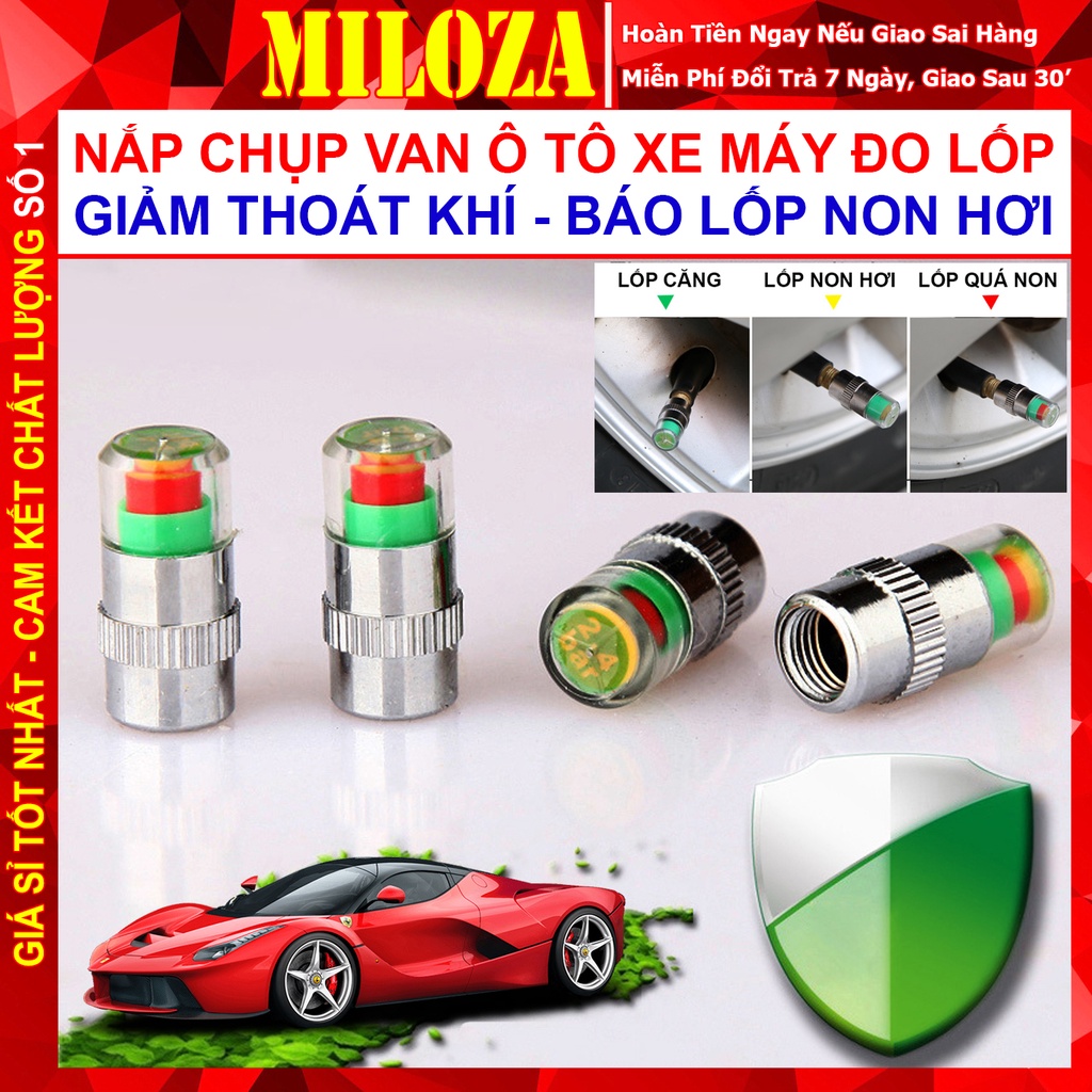 Nắp Van Xe Máy, Nắp Van Lốp Ô Tô - Đo Áp Suất Lốp, Giảm Thoát Hơi Bánh Xe, An Toàn Cho Lái Xe - Miloza