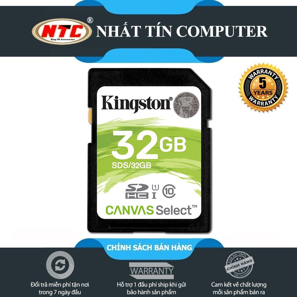 Thẻ nhớ Máy Ảnh SDHC Kingston 32GB UHS-I U1 80MB/s - CANVAS Select (Trắng)