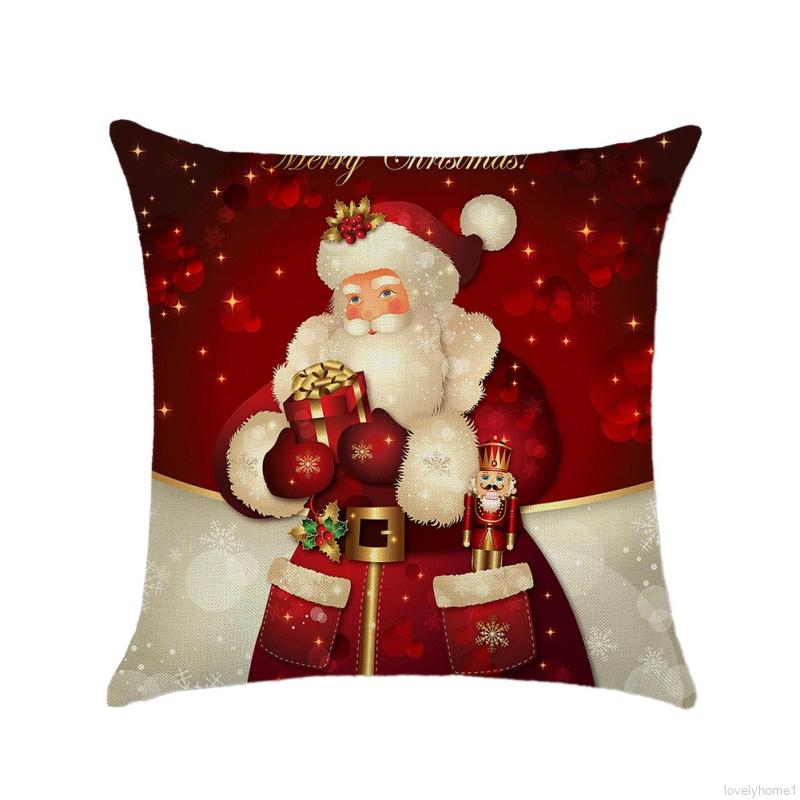 Cartoon Printed Christmas Holiday Decorative Pillowcase Throw Cushion Cover Home Car Decorations