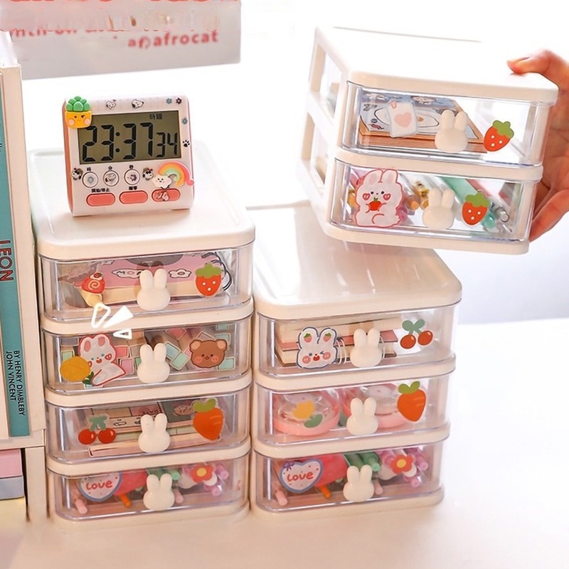 Hộp Ngăn Kéo Đựng Đồ Trang Sức / Mỹ Phẩm Phân Loại Hình Thỏ Kawaii Sức Chứa Lớn Sắp Xếp Gọn Gàng Cho Văn Phòng / Trường Học