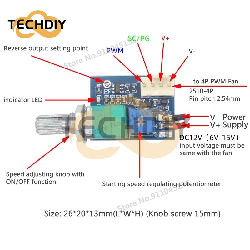 Quạt Tản Nhiệt Bốn Dây 4 Dây DC12V Có Công Tắc