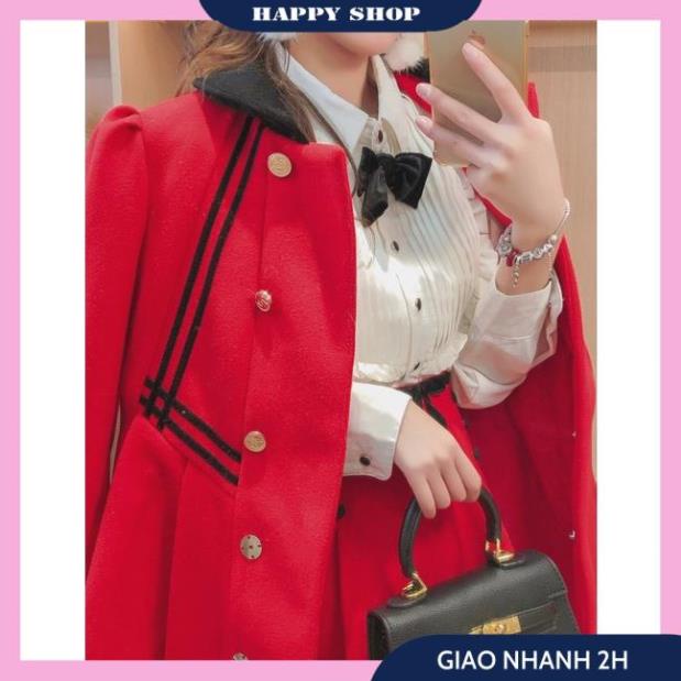 Váy Dạ Đỏ Nữ, Đầm Xòe Nữ Tay Dài Phối Cổ Sen Đính Nút Trang Trí Chất Dạ Cao Cấp Form Dáng Chuẩn Thời Trang Thu Đông Siêu | BigBuy360 - bigbuy360.vn