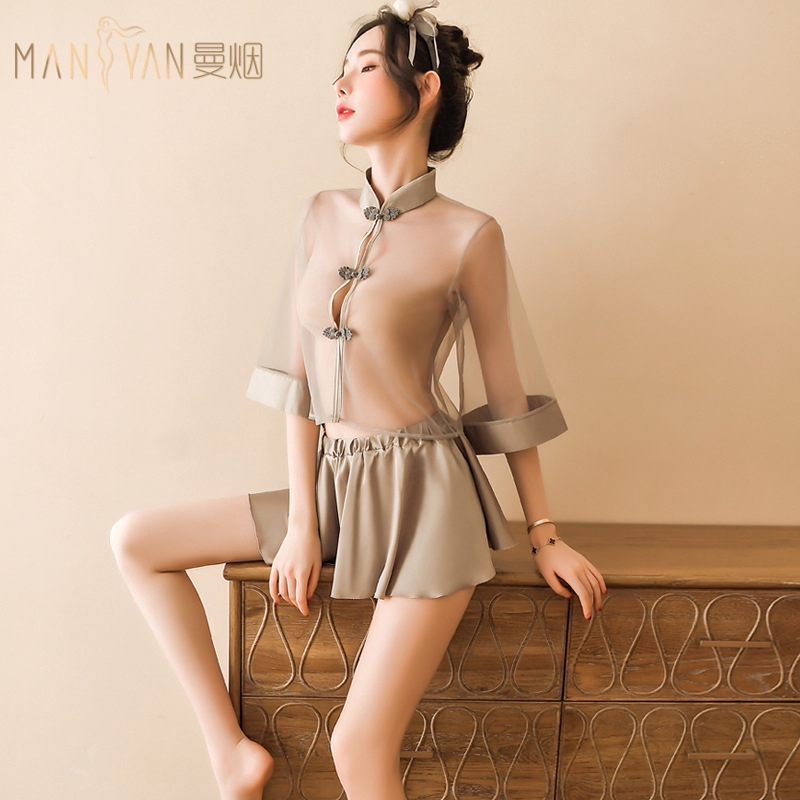 Bộ Đồ Ngủ Kiểu Sườn Xám Trung Hoa Xuyên Thấu Gợi Cảm Cho Nữ | BigBuy360 - bigbuy360.vn