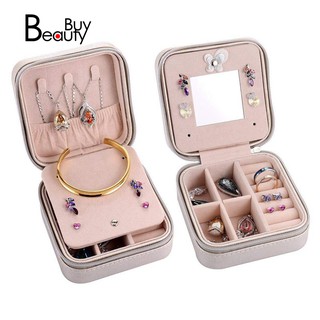Hộp đựng đồ trang sức hình vuông nhiều ngăn có dây kéo tiện dụng kích thước 10*10*5.1cm