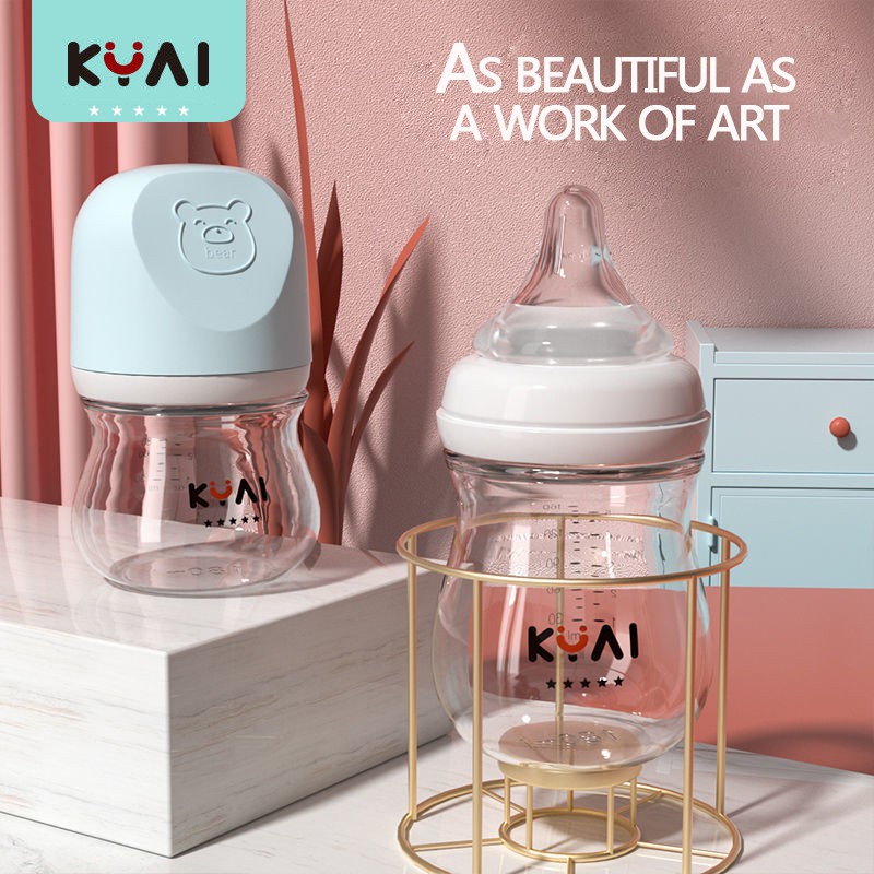 Bình sữa thủy tinh pha lê cho bé/ 5cm,Có thể bổ sung thêm núm vú và dụng cụ vệ sinh