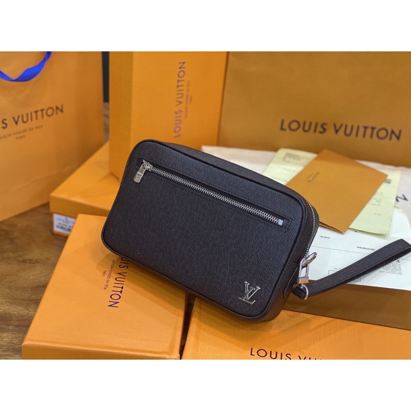 Ví Clutch LV kasai  taiga da thật Size 24 ×16 ×5 CM Fullbox, túi vải, Sổ thẻ đầy đủ tiện đẹp sang