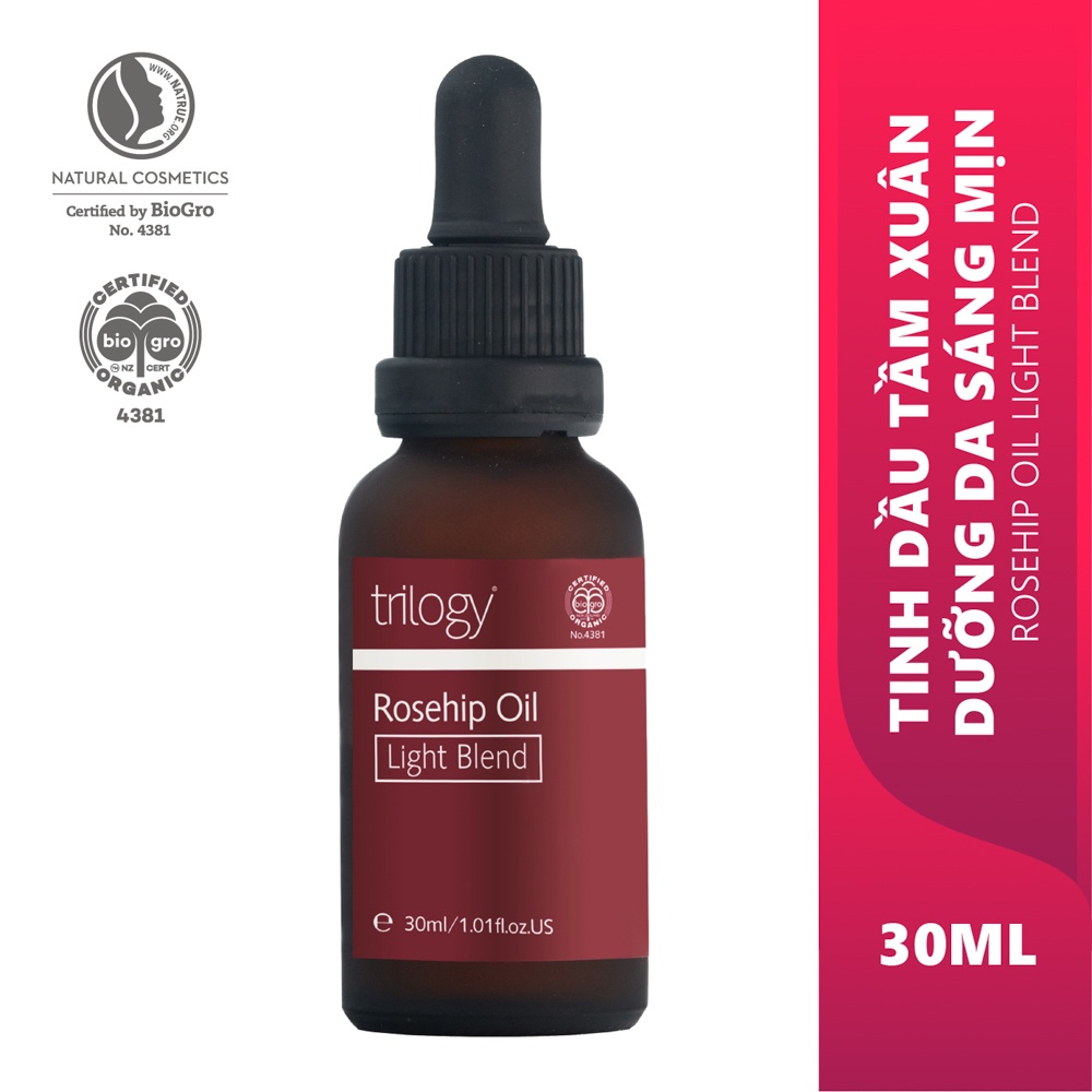 Tinh Dầu Tầm Xuân Trilogy dưỡng da sáng mịn - Rosehip Oil Light Blend (30ml)