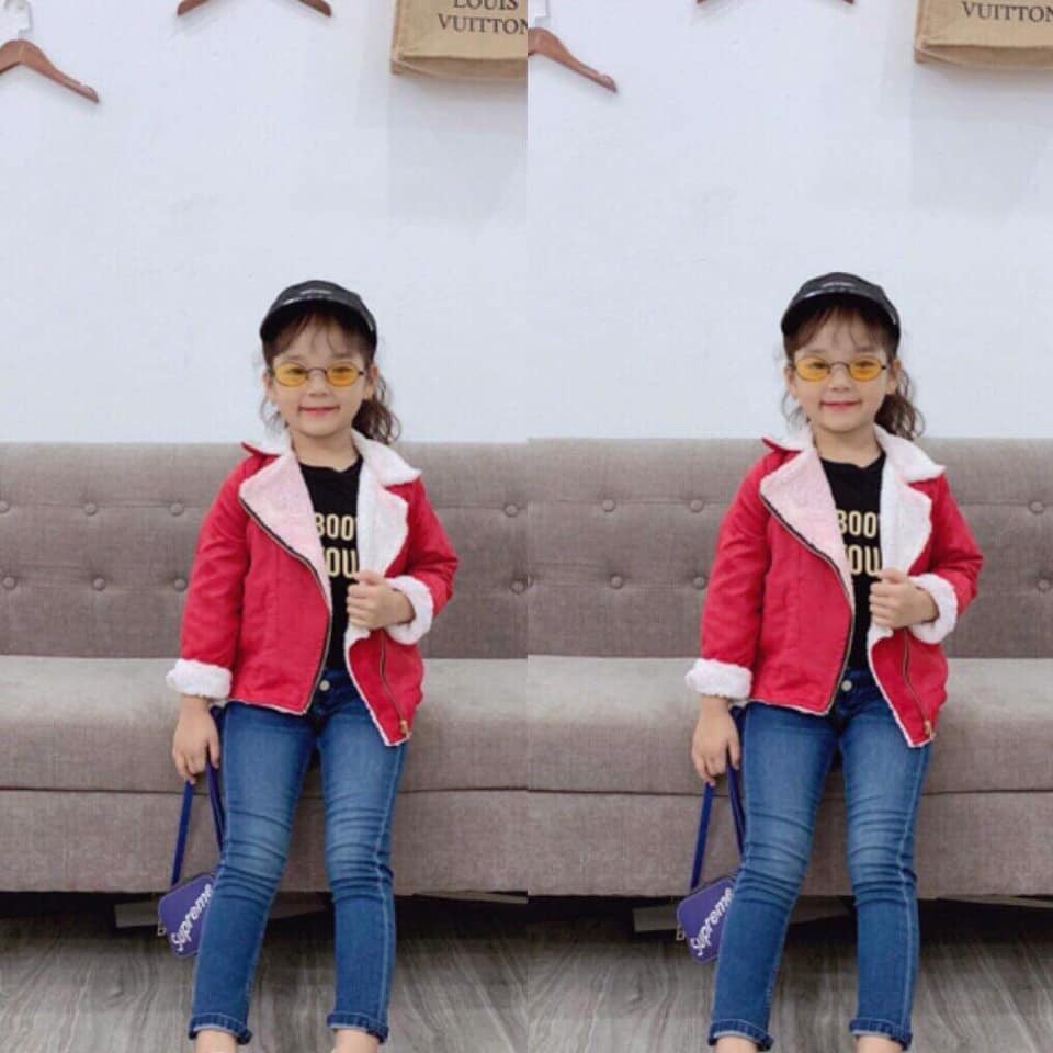 Áo da lộn lót lông cực ấm và thời trang cho bé gái - akdl