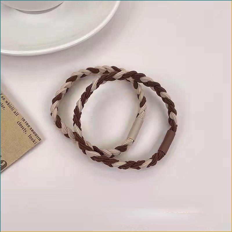 Dây Buộc Tóc Cao Su Co Giãn Màu Cà Phê Đơn Giản Dành Cho Nữ