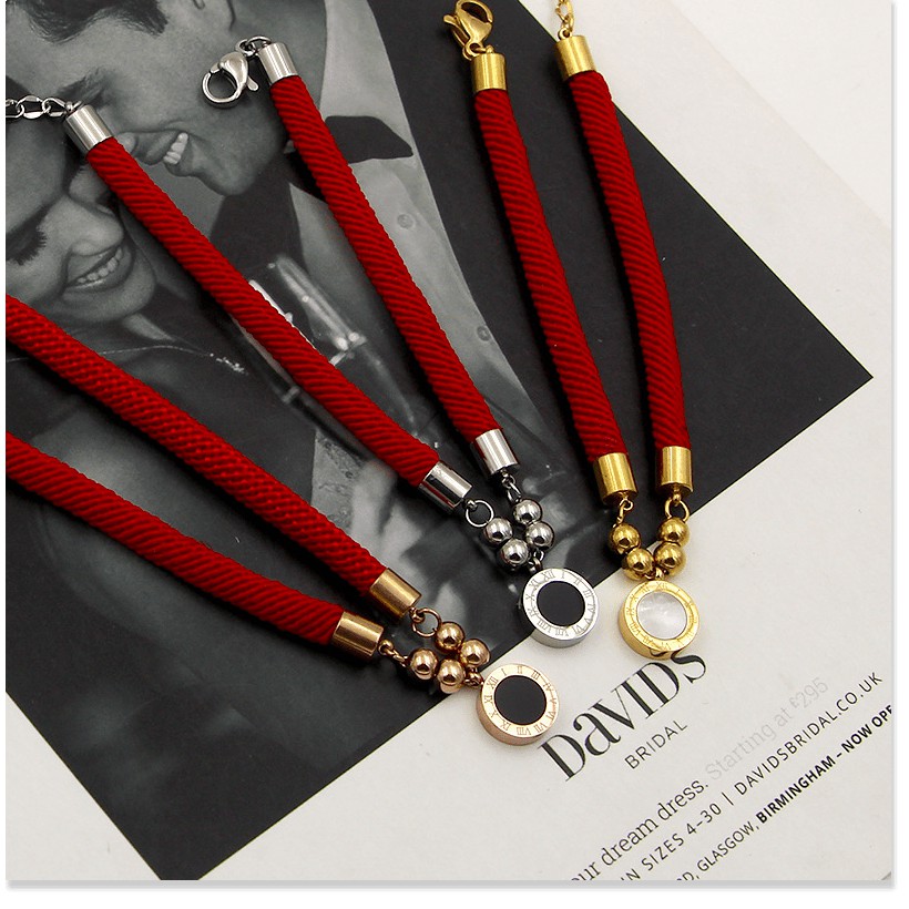 Vòng tay lắc tay nữ titan chỉ đỏ la mã S1-201-2 - CAM KẾT KHÔNG GỈ, KHÔNG BAY MÀU - BẢO HÀNH 12 THÁNG