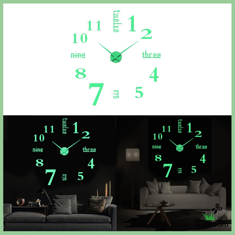 Đồng Hồ Dán Tường Dạ Quang 3d DIY Trang Trí Nhà Cửa
