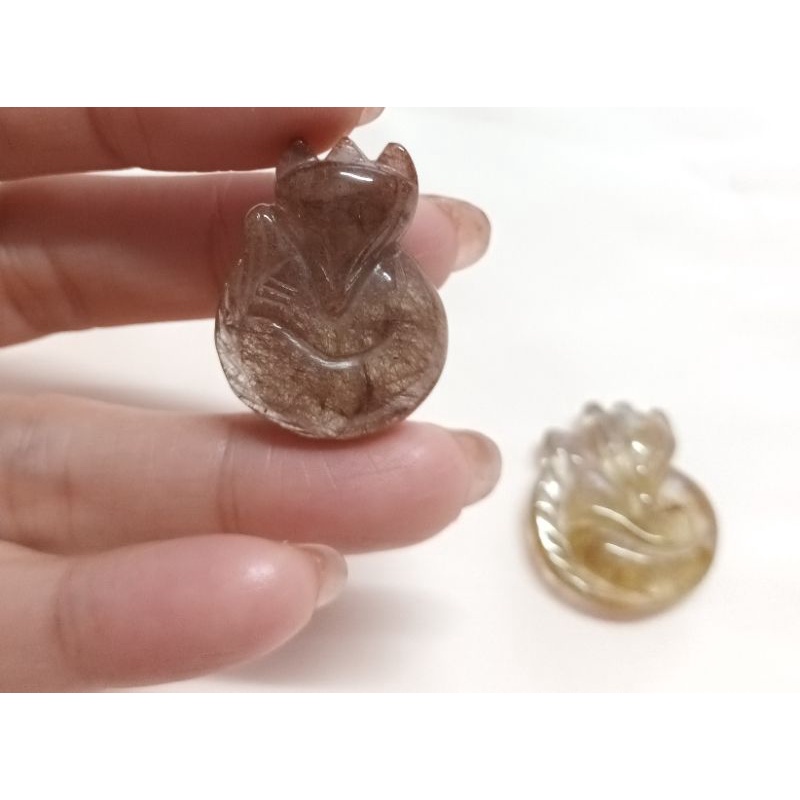 Mặt dây chuyền hồ ly định duyên đá TA tóc đỏ tóc vàng hàng tuyển thanh tẩy phong thủy may mắn