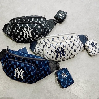 [ Chính Hãng ] Túi Đeo Hông MLB Monogram Hip Sack New York Yankees ( 3AHSM012N-50CRS ) Màu Kem , Xanh | PiuPiu Authentic