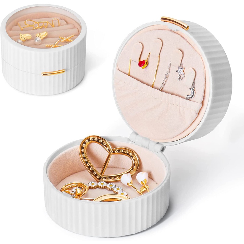 Hộp Đựng Trang Sức Màu Trắng Phân Loại Hình Tròn Tiện Dụng