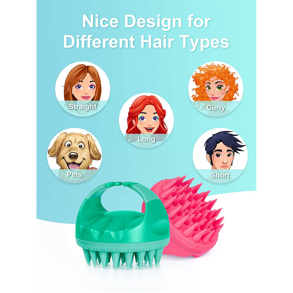 Bill US - Lược gội đầu và kích thích da đầu 2in1 HEETA SHAMPOO BRUSH bảng nâng cấp có các rãnh bám sâu hơn