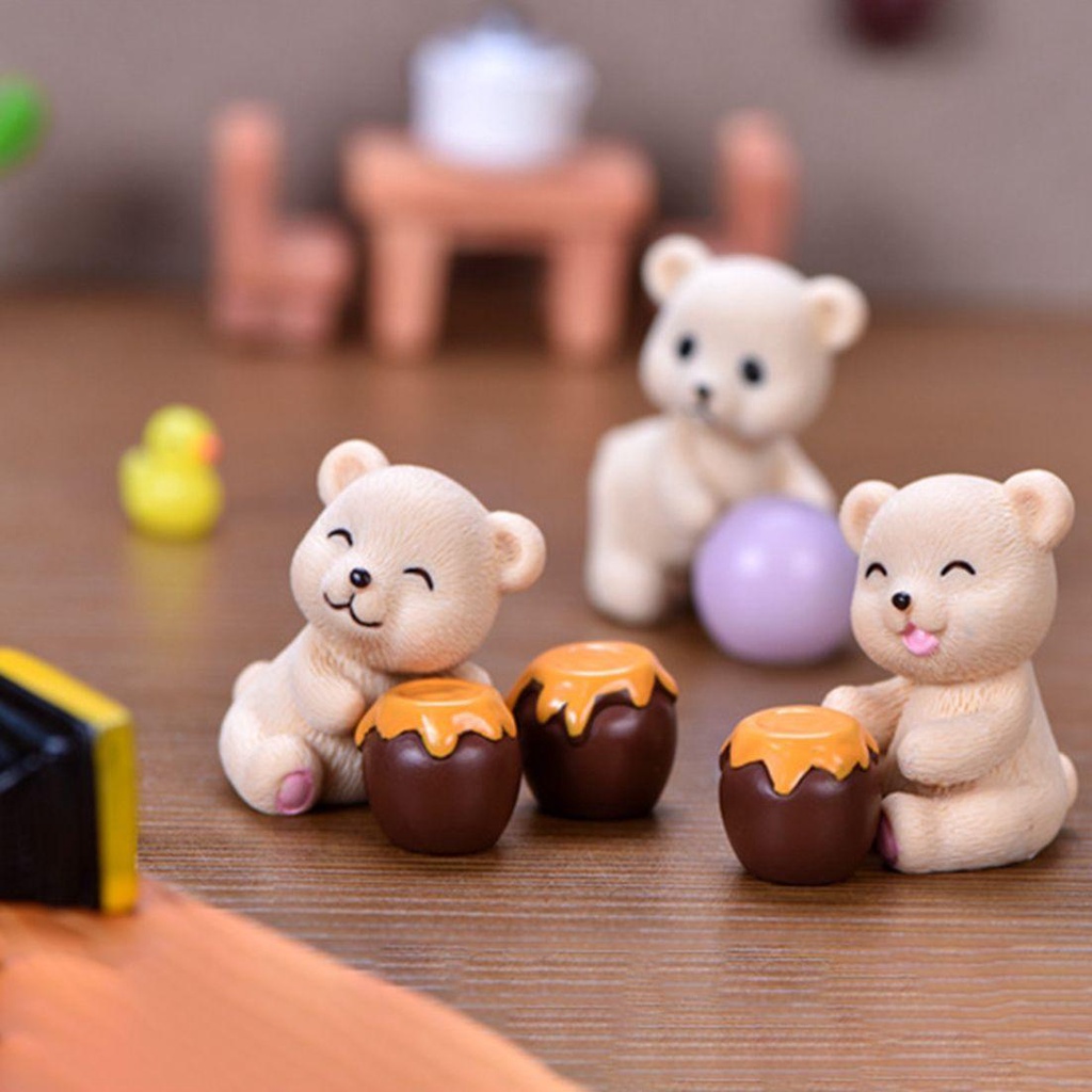 Mô Hình Chú Gấu Bằng Nhựa Resin Dễ Thương Dùng Trang Trí Tiểu Cảnh