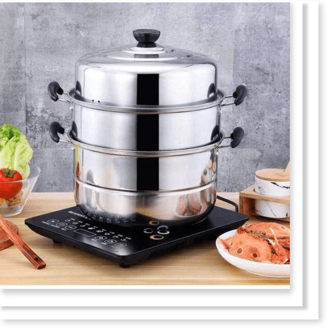 [XẢ KHO 3 NGÀY] Nồi hấp xửng 3 tầng inox siêu to hấp bánh, xôi, luộc gà nguyên con